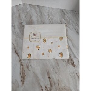 NOS Vintage Springmaid Pillow Cases Combed Percale Floral Flat Sheet 81x108 USA